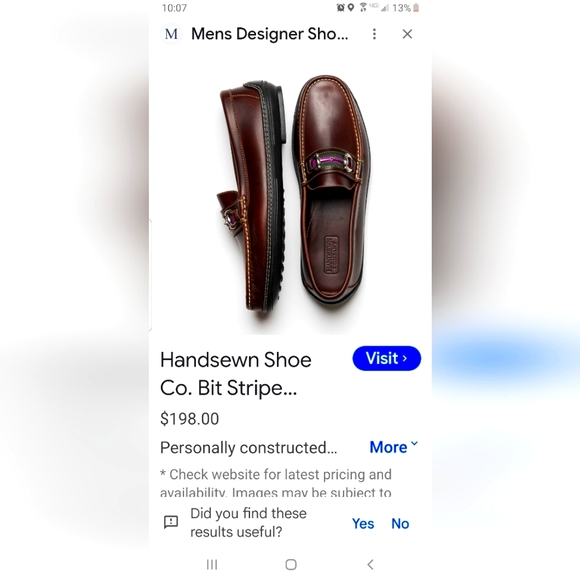 Handsewn Shoe Co. Bit Stripe Driver Dark Brown size 13 - Picture 2 of 8